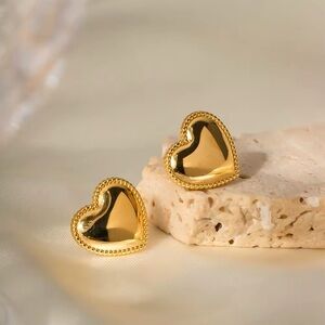 18K Gold Plated Heart Stud Earrings